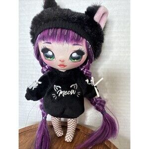 Na Na Na Surprise Tuesday Meow Doll Kitty Cat Purple Hair Green Eyes 7.5"